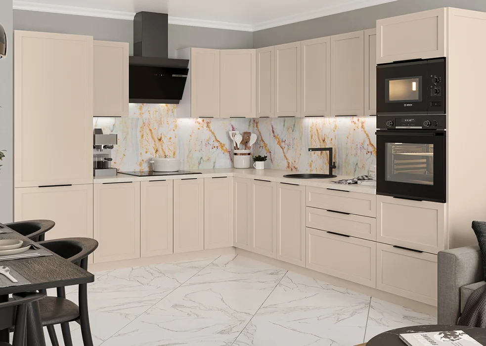 Кухня матовая Anna МДФ крашеный с фрезеровкой в стиле минимализм • Вариант дизайна №08