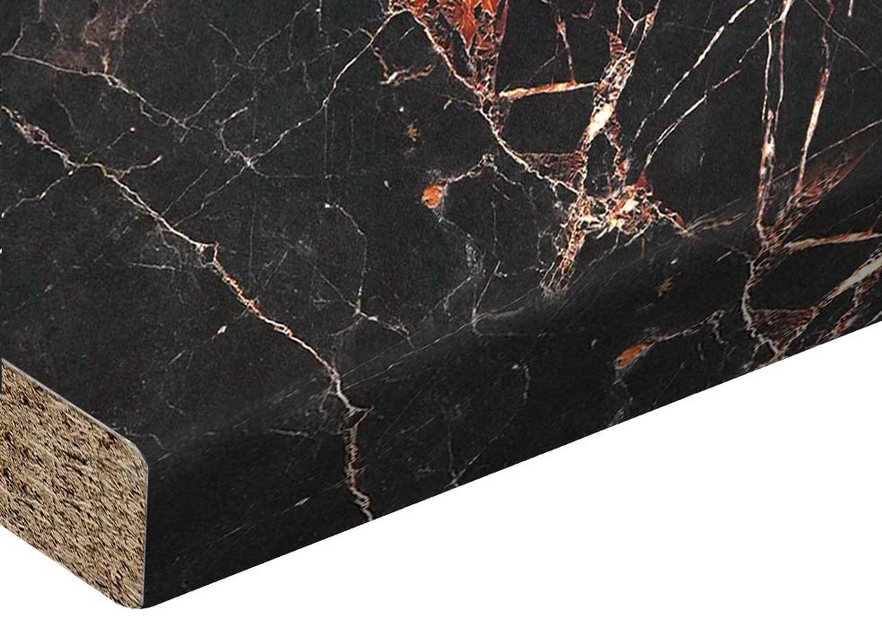 Столешница кухонная с текстурой под камень Мрамор Черный • толщина 38 мм