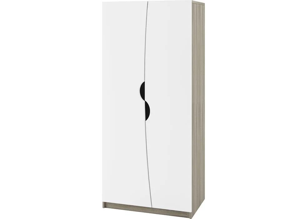 Шкаф для одежды Savanna • 800x525x1800 • Дуб Крафт Серый + Белый (МДФ Глянец)