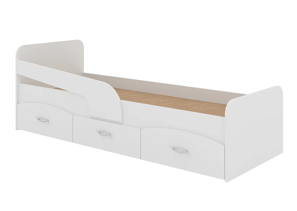 Кровать детская односпальная с ящиками Milka 800x1900 (ДСП основа) • Белый