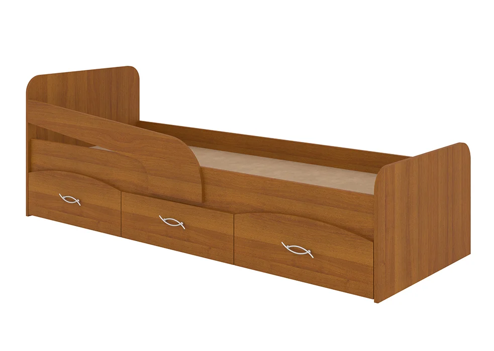 Кровать детская односпальная с ящиками Milka 800x1900 (ДСП основа) • Лесной Орех