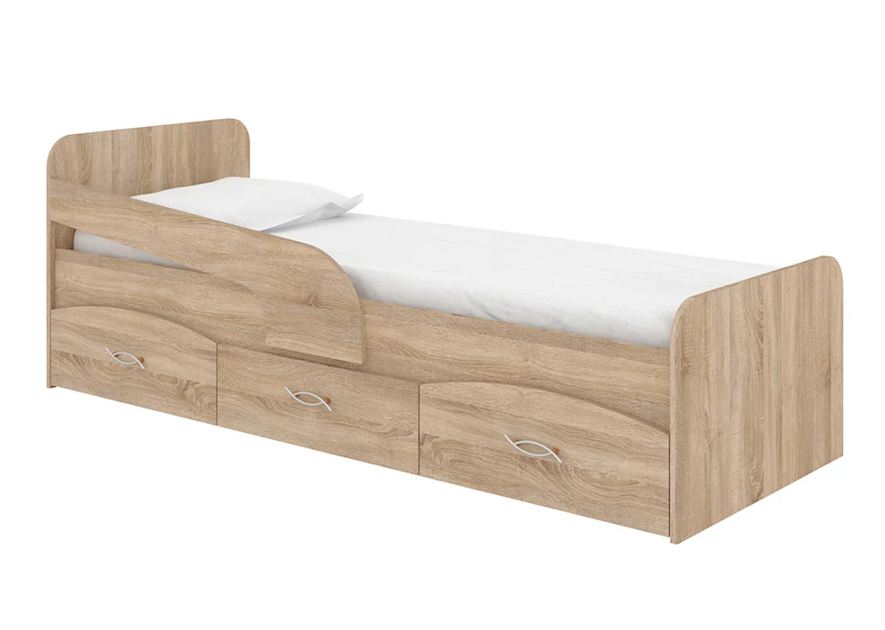 Ліжко дитяче односпальне з шухлядами Milka 800x1900 (ДСП основа) • Сонома