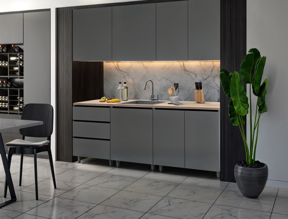 Комплект кухні Embawood Asti, ДСП, однотонна матова, 20000х426Х848, Дуб сонома+Сірий графіт