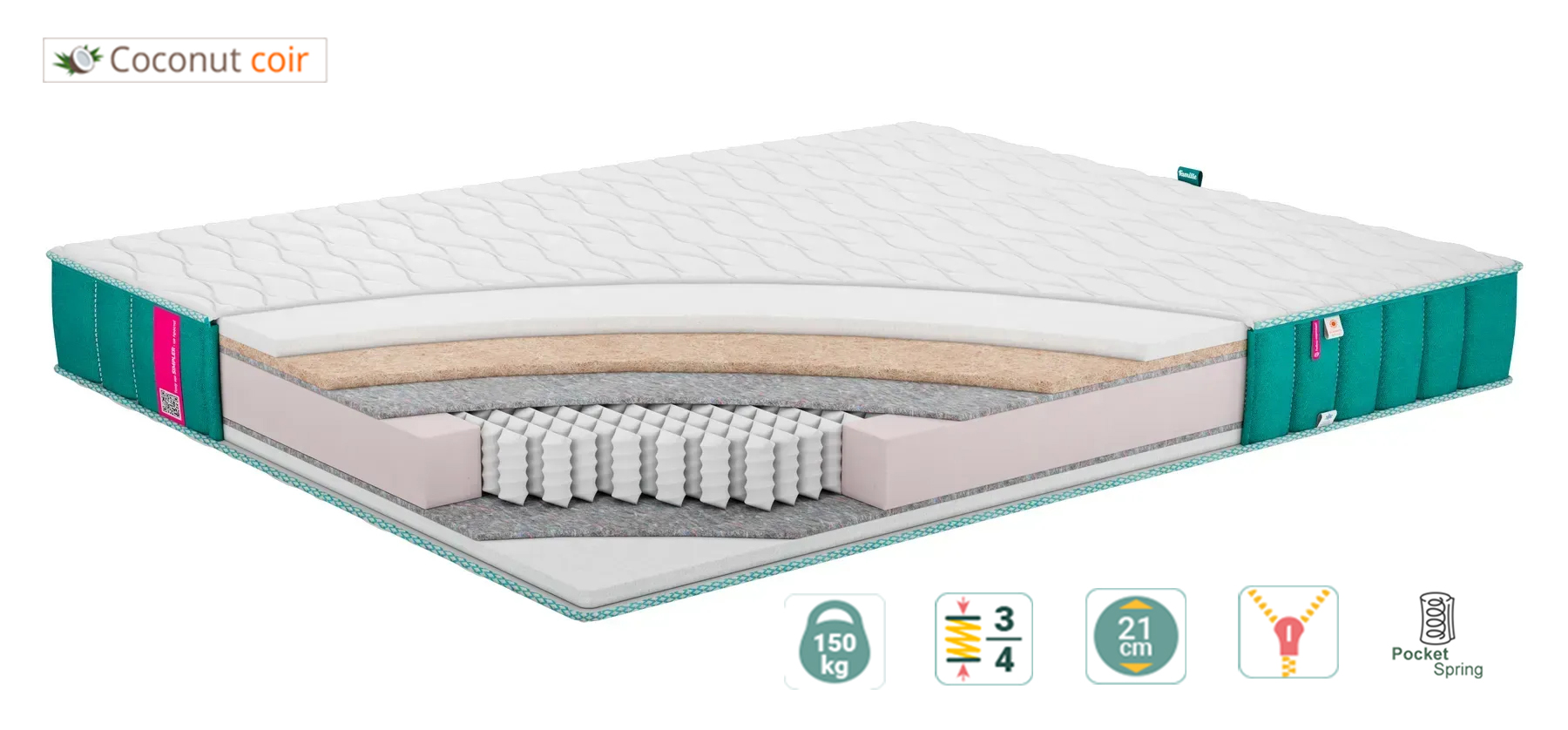 Ортопедичний матрац Famille Marie 2 в 1 - 150х190 см