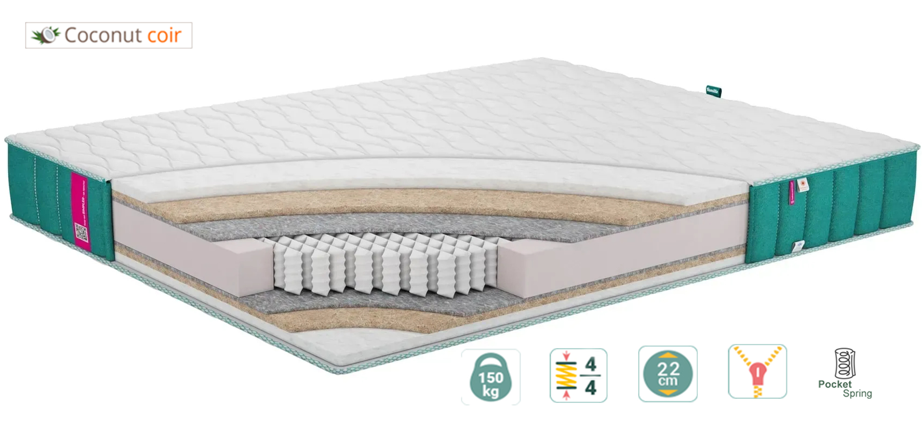 Ортопедичний матрац Famille Marie Cocos - 150х190 см