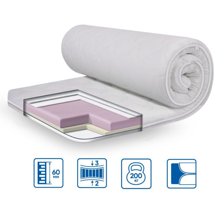 Тонкий матрац-топер Eurosleep Стандарт Latex 140х190 см