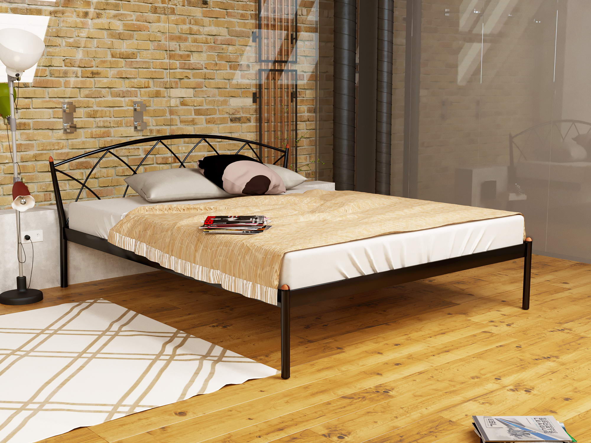 Металеве ліжко Jasmin Eleganse 1 180x200 см Бежевий