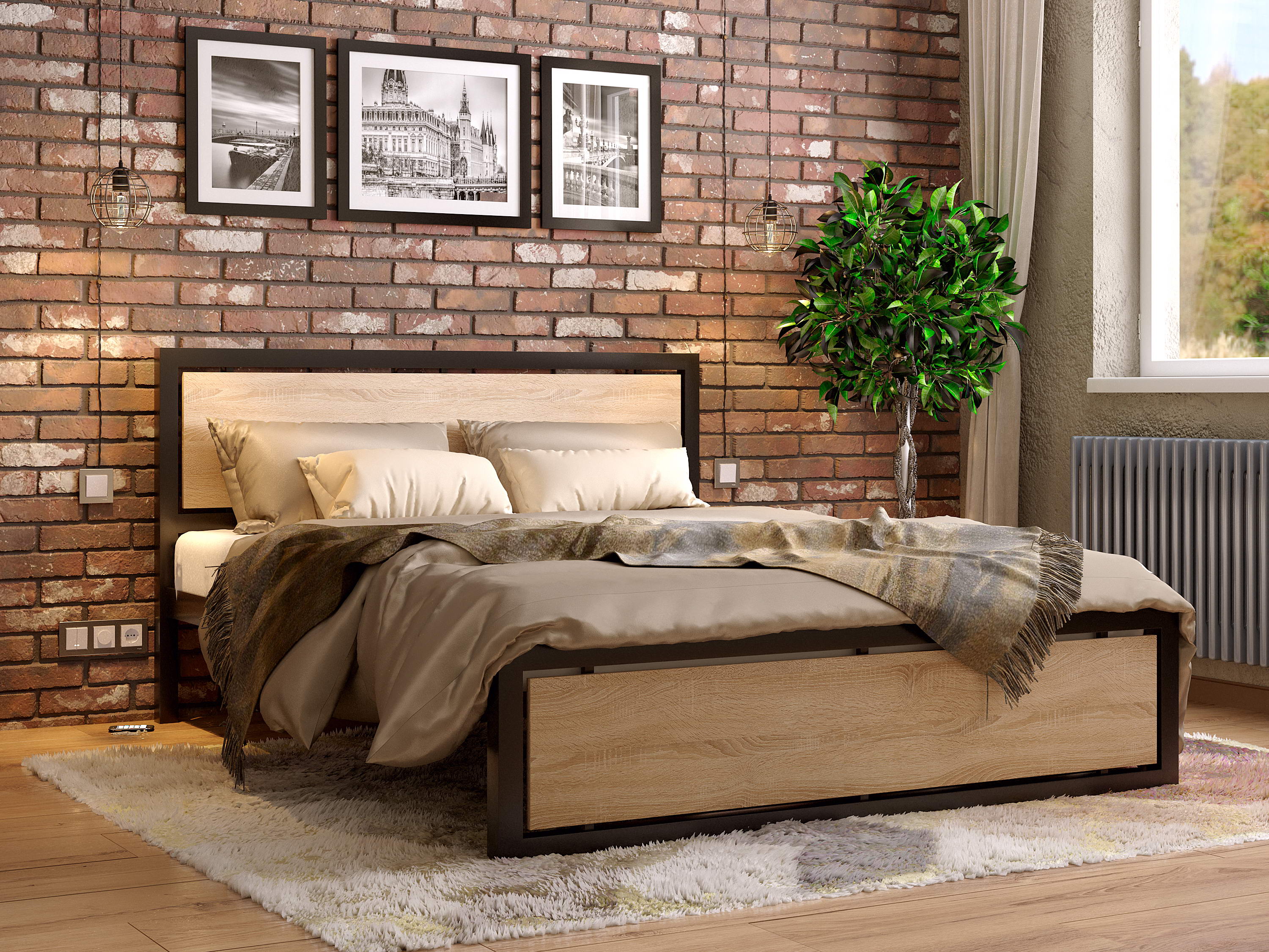 Металеве ліжко Texas 160x190 см Чорний матовий