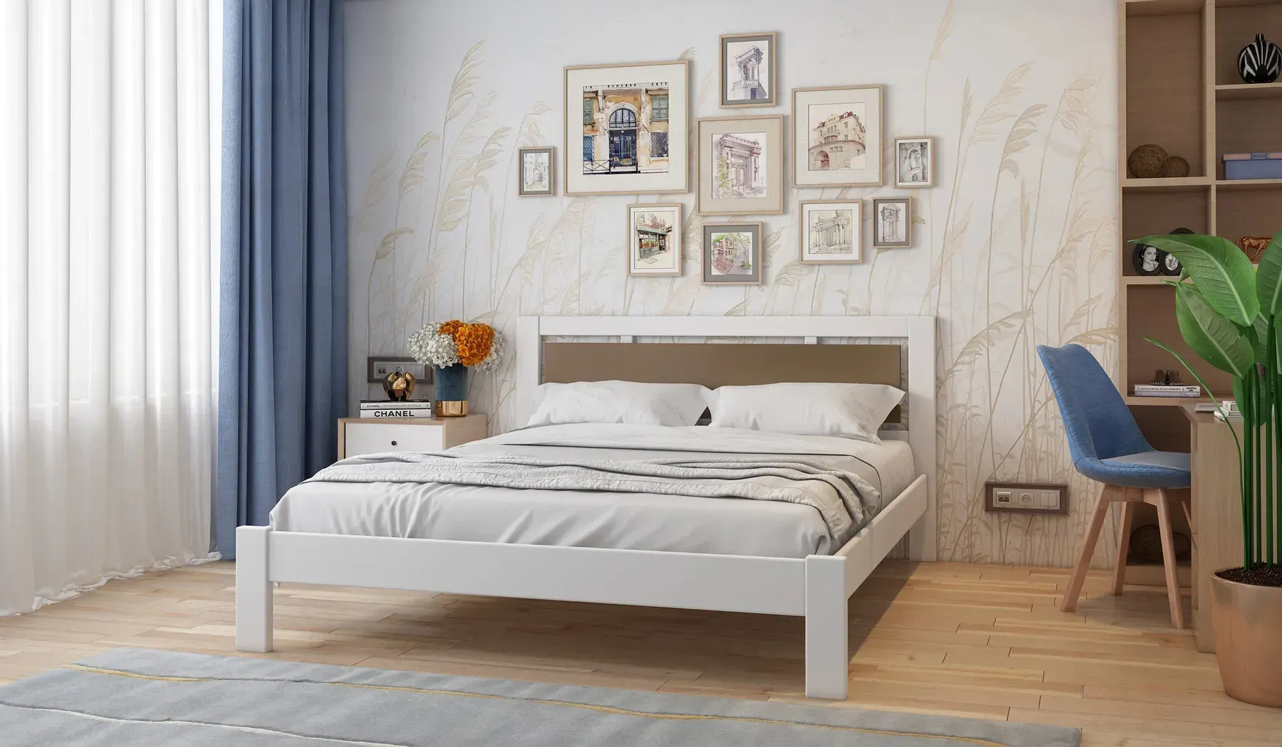 Ліжко Stemma Прайм 180х200, з шухлядами, колір Горіх світлий