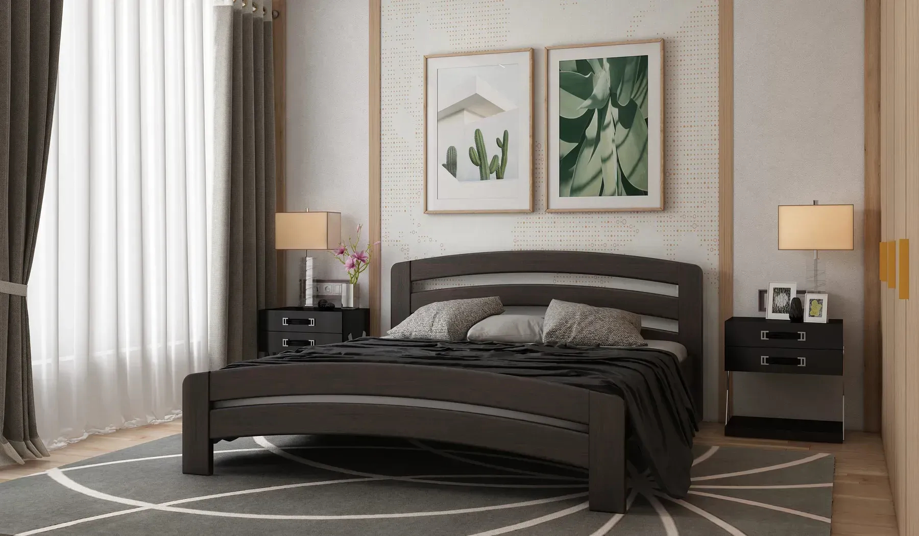 Ліжко Stemma Ліра 140х200, з шухлядами, колір Горіх світлий