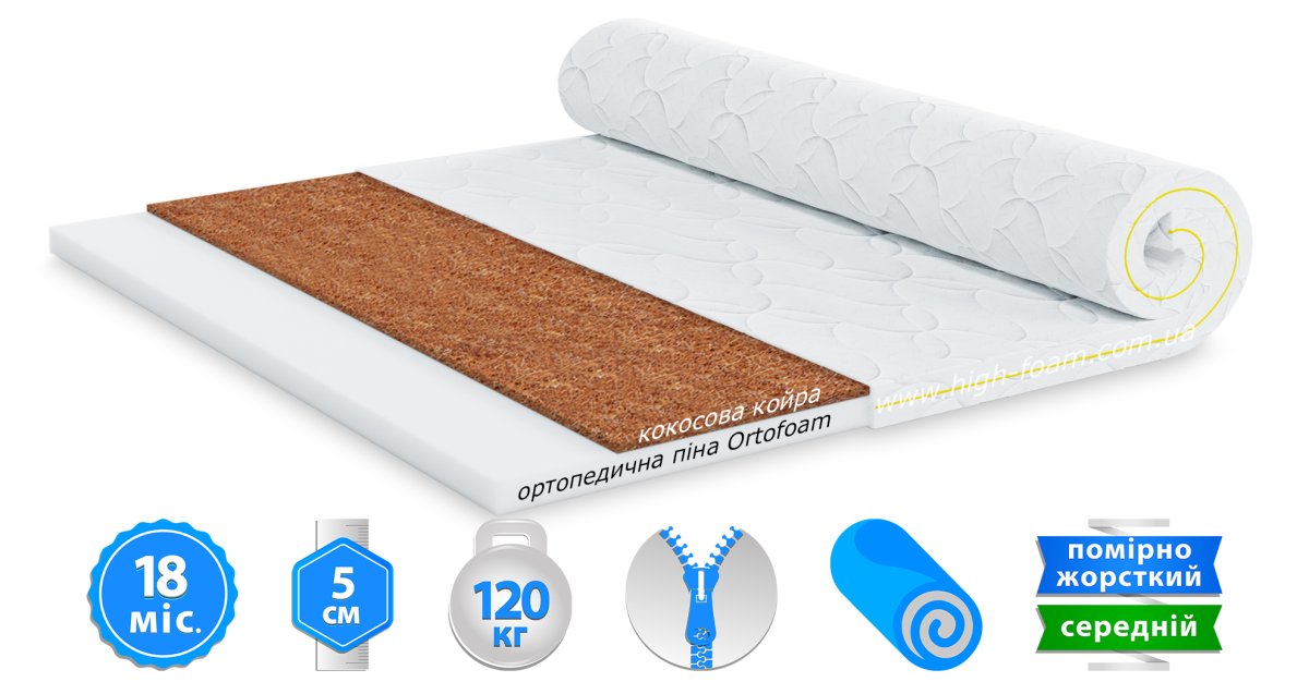 Ортопедичний матрац HighFoam Lento Cocos  1700х1900