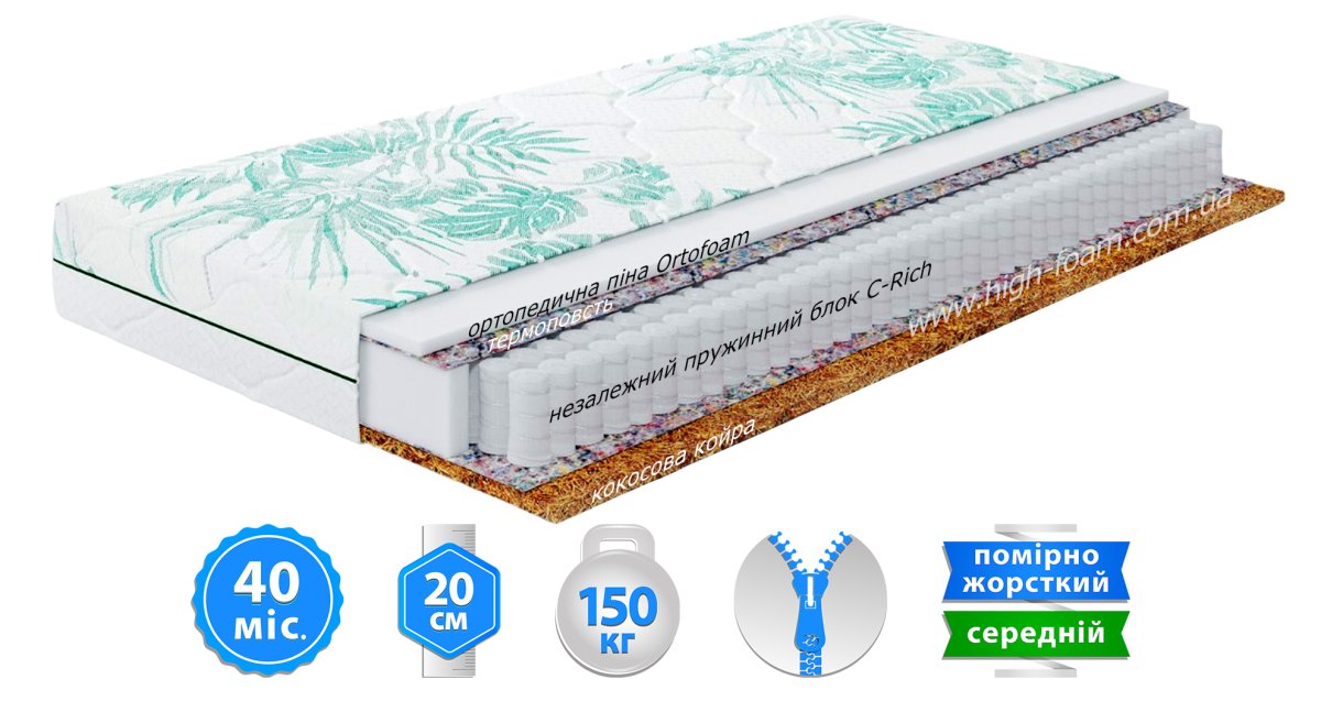 Ортопедичний матрац HighFoam Keiko Yuki 1600х1900