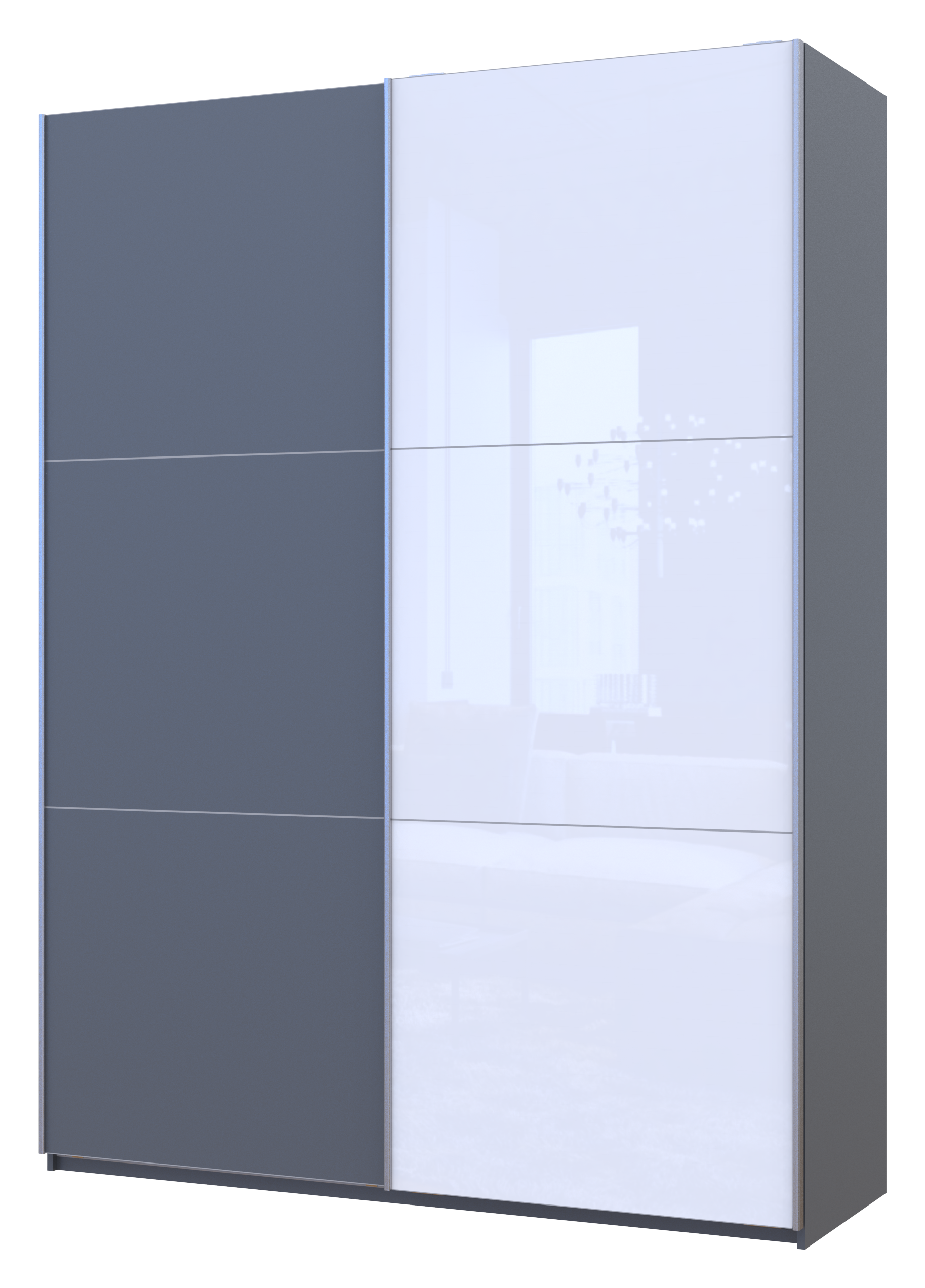 Шафа купе Doros G-Caiser Графіт Графіт/Білий 1 ДСП / 1 скло / 3 частини 180х60х240