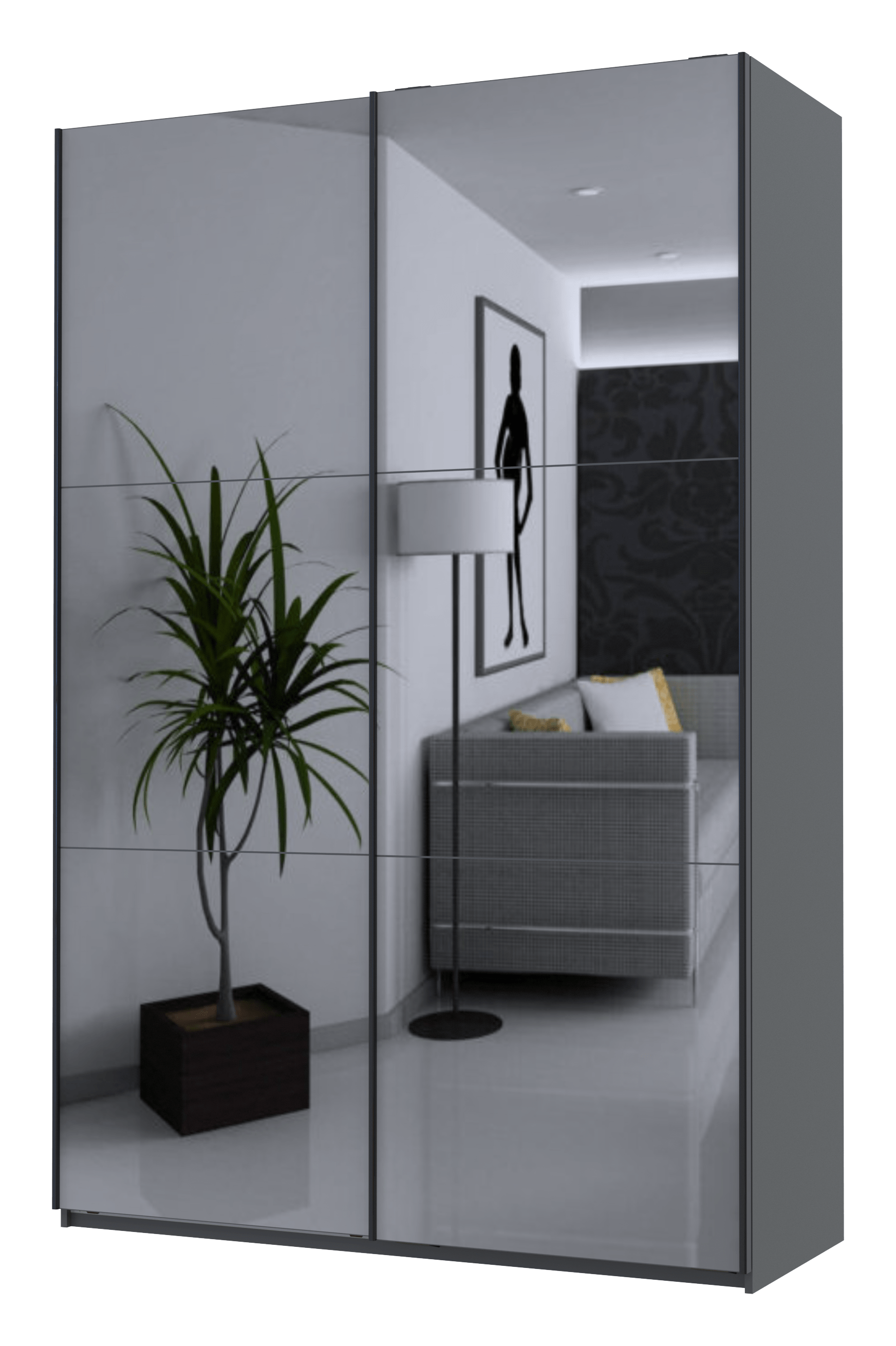 Шафа купе Doros G-Caiser Графіт 2 Дзеркала 160х60х240 