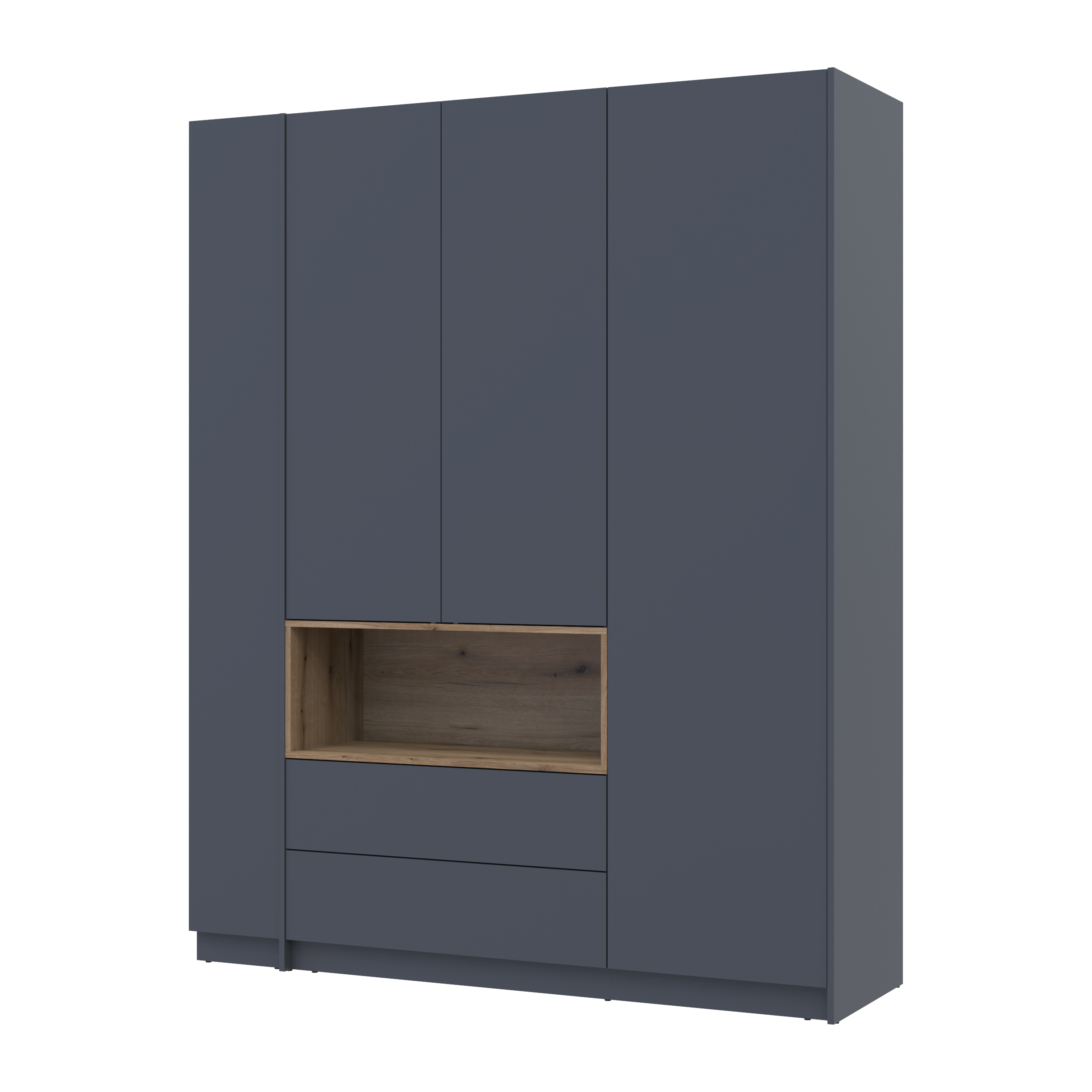 Шафа для одягу з нішею та етажеркою Doros Дейл Графіт/Дуб Евок 3 ДСП 178х52х220 (44900337)