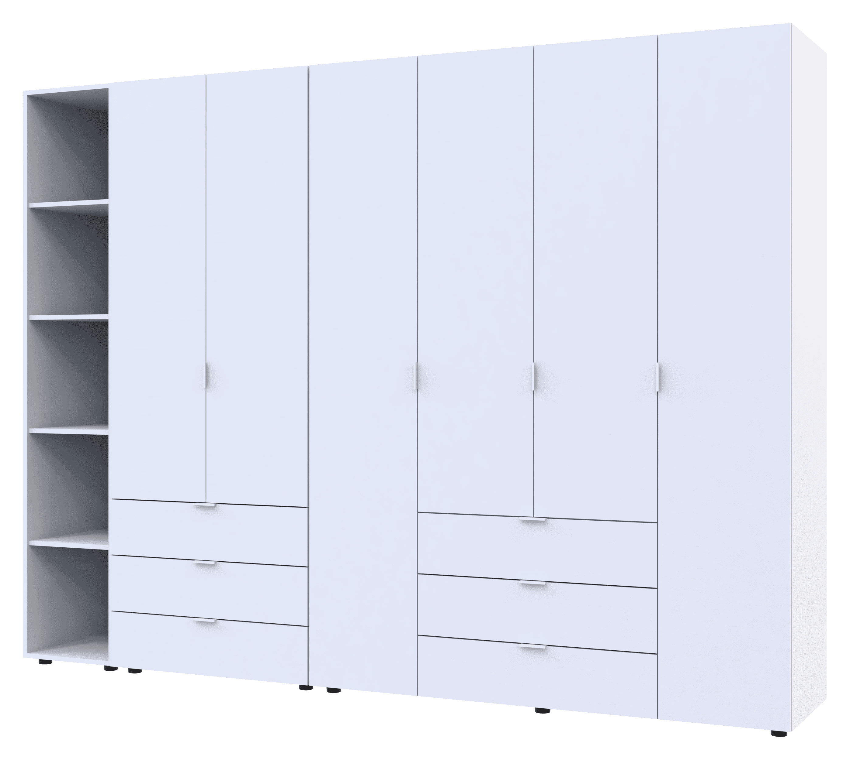 Розпашна Шафа для одягу Doros Гелар з Етажеркою Білий 2+4 ДСП 270,7х49,5х203,4 (80737651)
