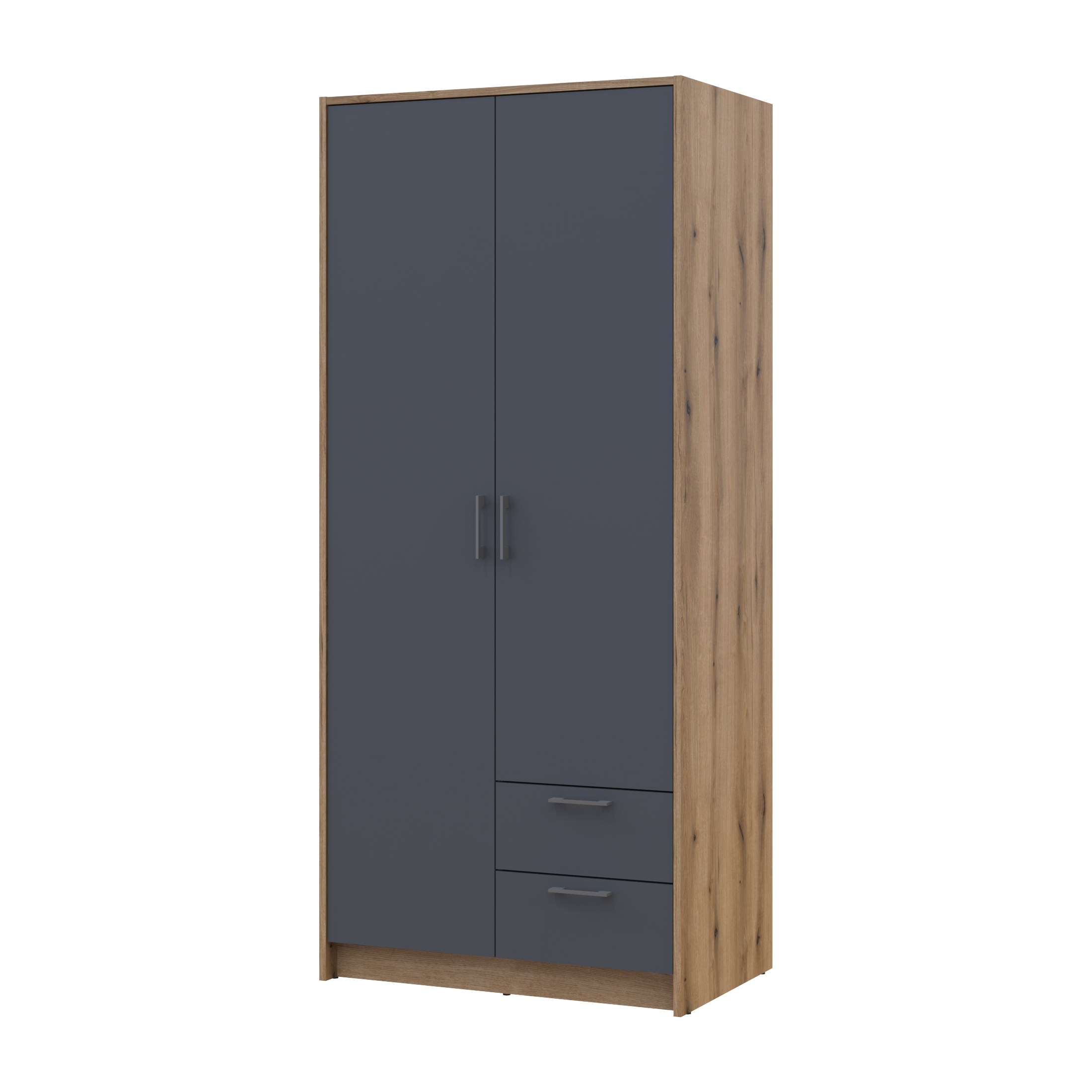 Розпашна Шафа для одягу Doros Ронді Дуб Артізан/Графіт 2ДСП 82х52х195 (80737804)