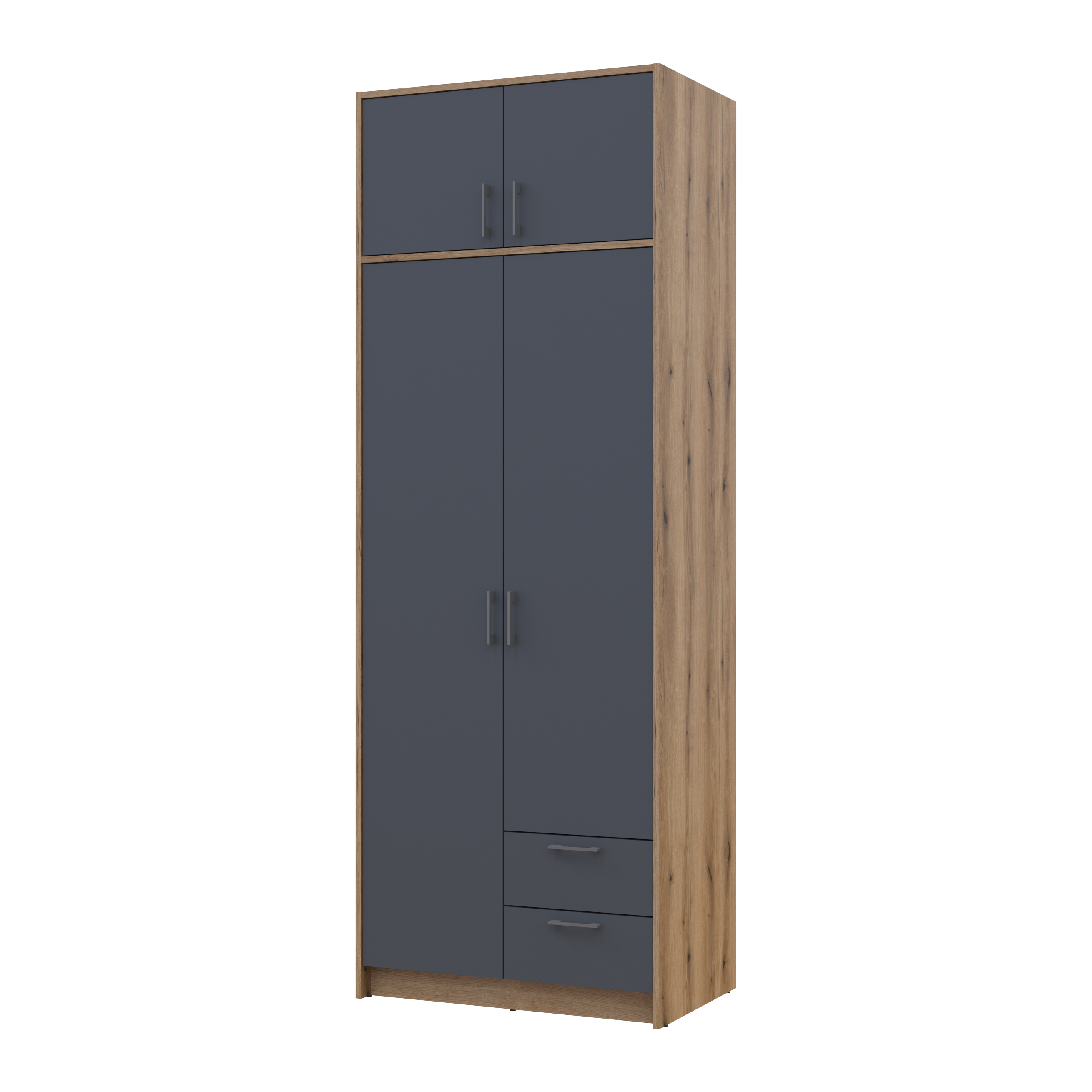 Розпашна Шафа для одягу Doros Ронді з антресолею Дуб Артізан/Графіт 2ДСП 82х52х236 (80737808)