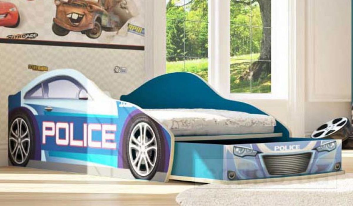 Кровать-машинка «Полиция New с ящиком» 60*120