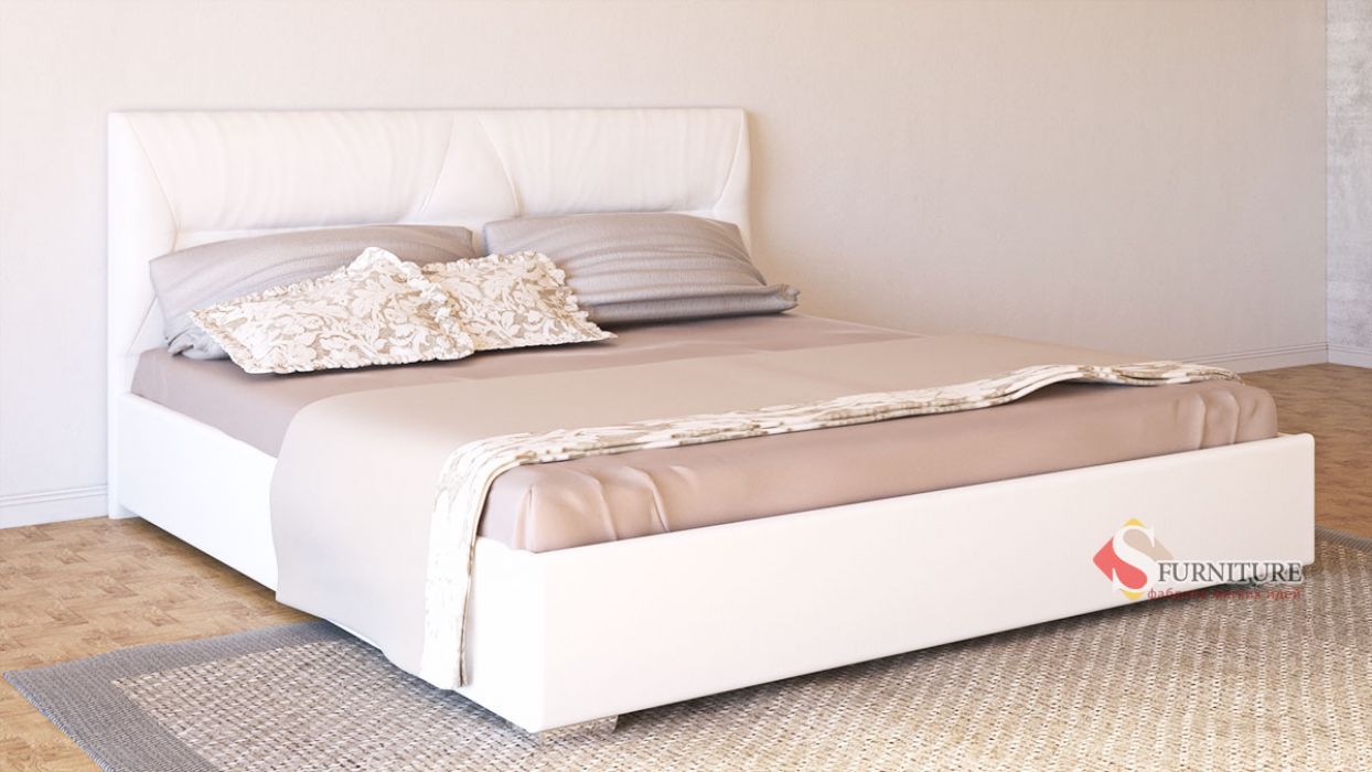 Кровать-подиум белая «Ирена» 180*200 | с матрасом беспружинным - Softness (Pristine Up)