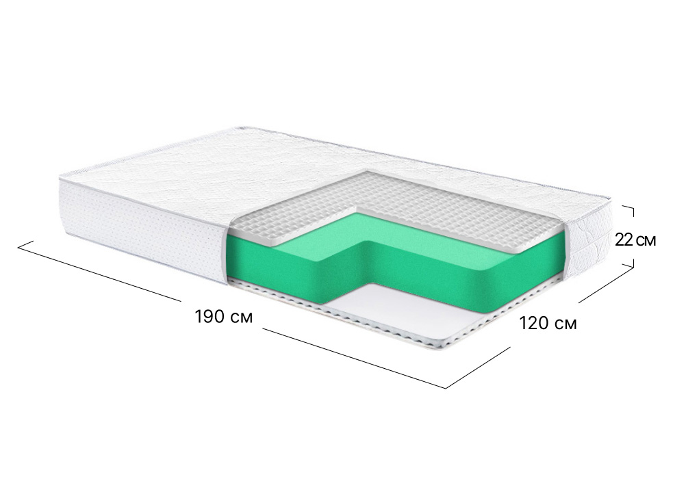 Матрац Аргентум Амалтея 120x190 см HighFoam Noble | Без пружин + Ортопедична піна | Висота 22 см | Масажний ефект | Помірно-жорсткий