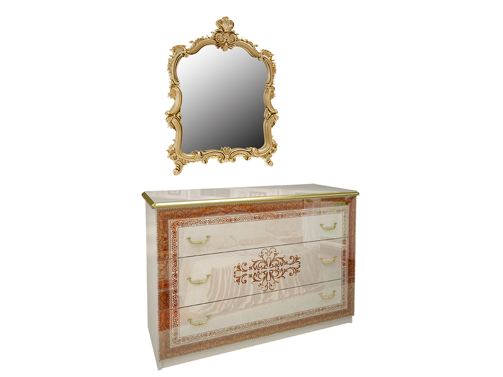 Комод з дзеркалом Міромарк «Дженніфер 3ш» 100,6x46,2x80,1 Радіка беж