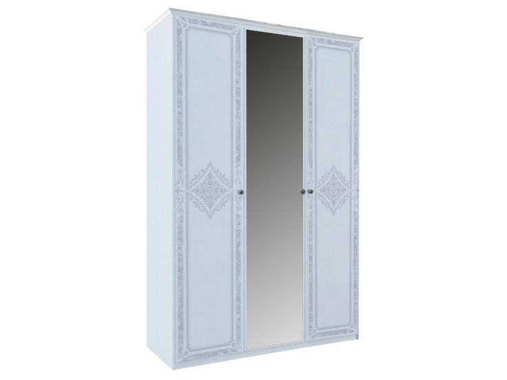 Шкаф • Луиза 3Д Миромарк • Зеркало + ДСП • 215x147,2x59,5 • Глянец белый