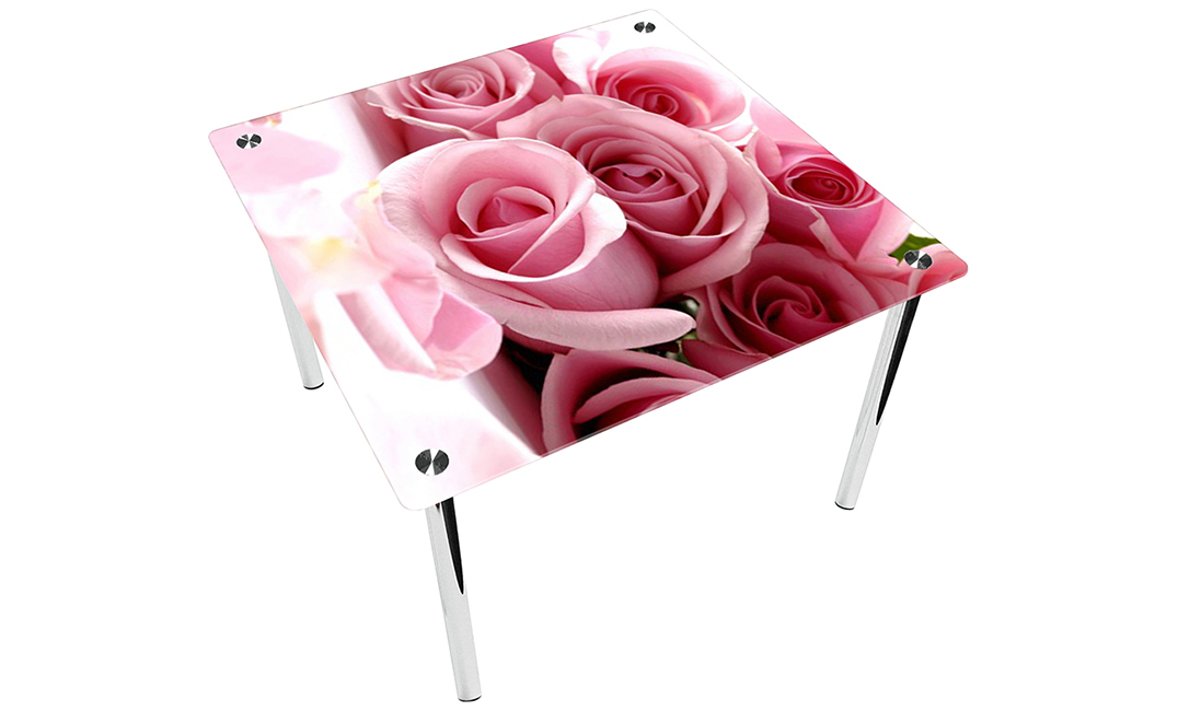 Стол обеденный квадратный «Pink Roses» | 70*70 Эко