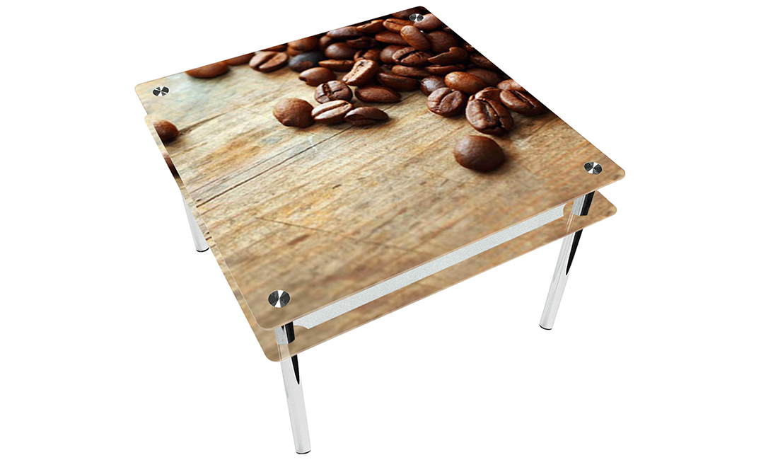 Стол обеденный квадратный «Coffee» с проходящей полкой | 110*110