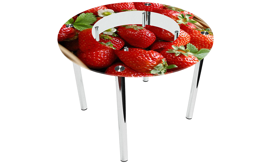 Стол обеденный круглый «Strawberry» с полкой  | 70*70 Эко