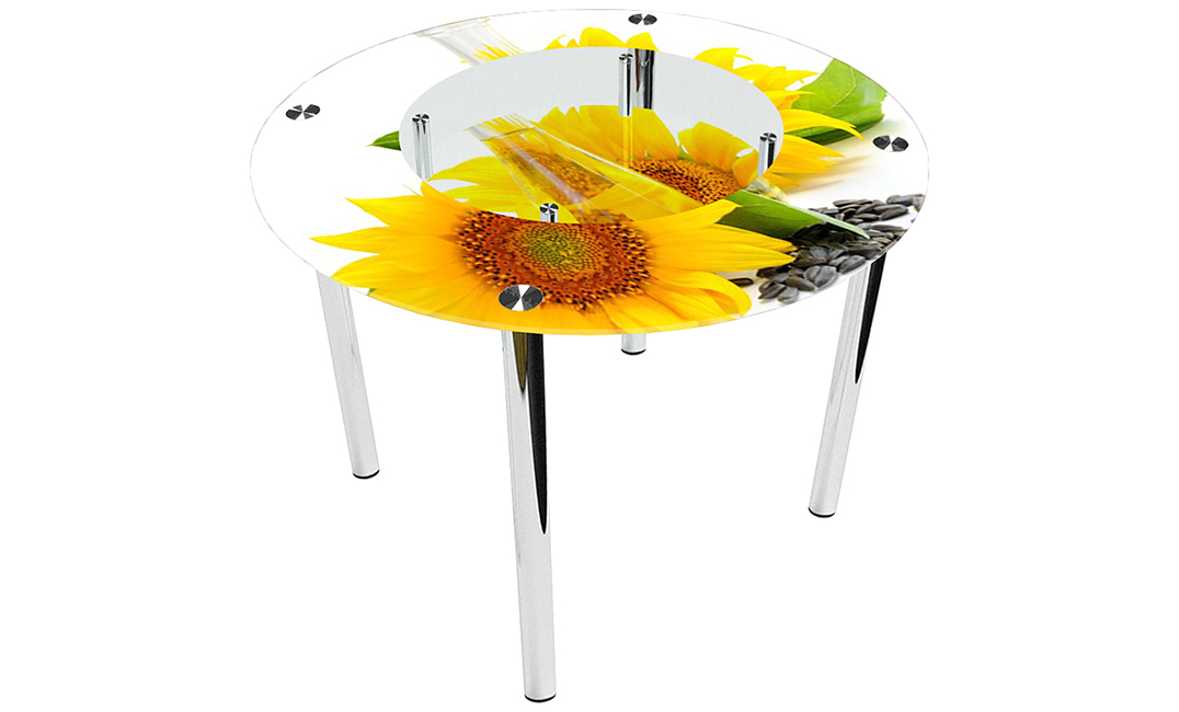 Стол обеденный круглый «Sunflower» с полкой  | 110*110