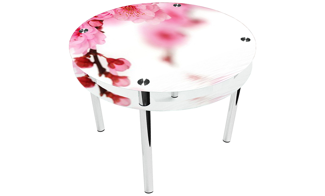 Стол обеденный круглый «Sakura» с проходящей полкой | 110*110