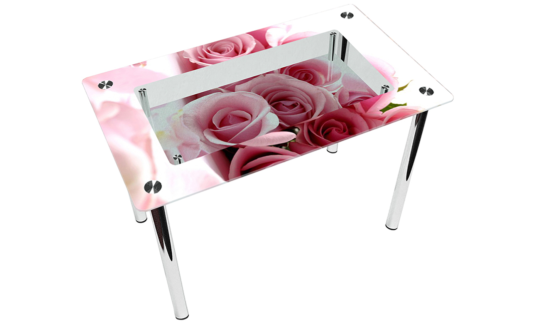 Стол обеденный прямоугольный «Pink Roses» с полкой  | 110*65