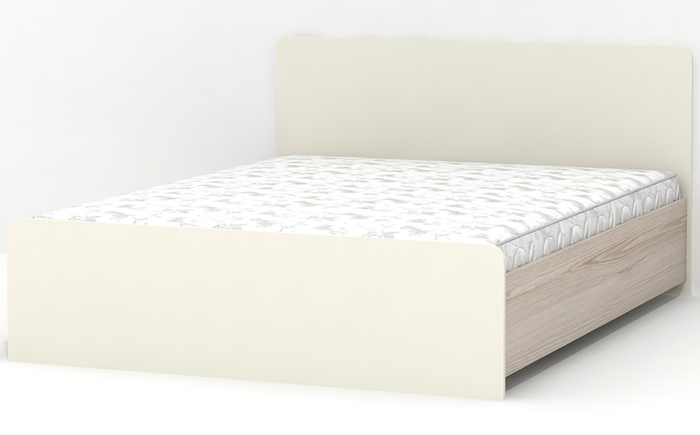 Ліжко - розпродаж - Беж - 160х200 см - Колір: Дуб родос світлий + Ваніль