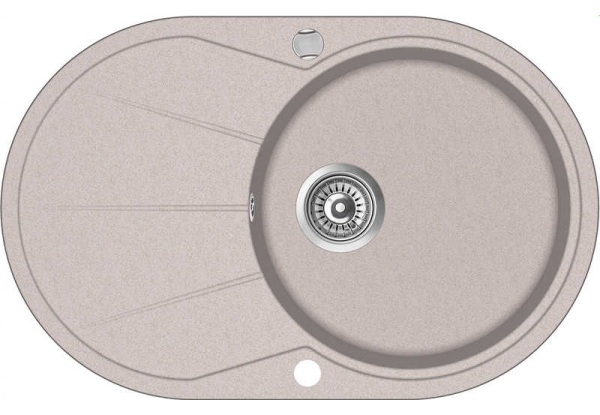 Кухонна мийка овальна CLARUS 780х500 мм, граніт, beige, ліва SR101-110LW (сифон у комплекті)