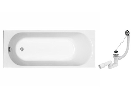Ванна акрилова прямокутна KOLO OPAL PLUS 160х70 без ніг XWP1360 з сифоном Аlca Plast A501