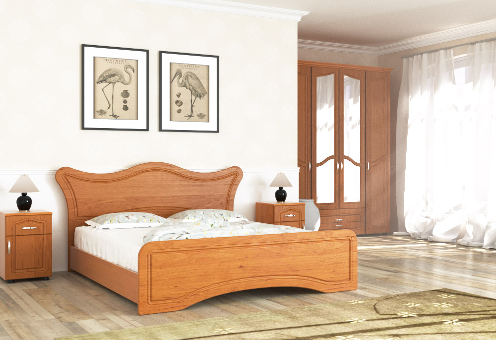 Спальня Ангеліна Пехотін • Ліжко, 2 тумбочки, Шафа 4Д