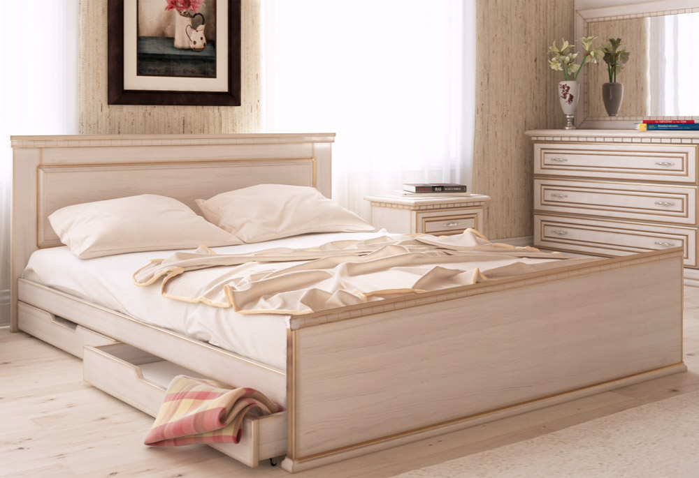 Ліжко - Арт меблі - Дерево - Еліт плюс біла - 140х200 см