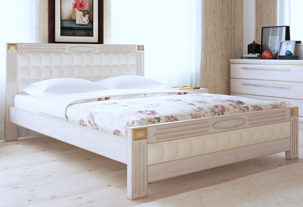 Ліжко - Арт меблі - Дерево - Фортуна біла - 140х190 см