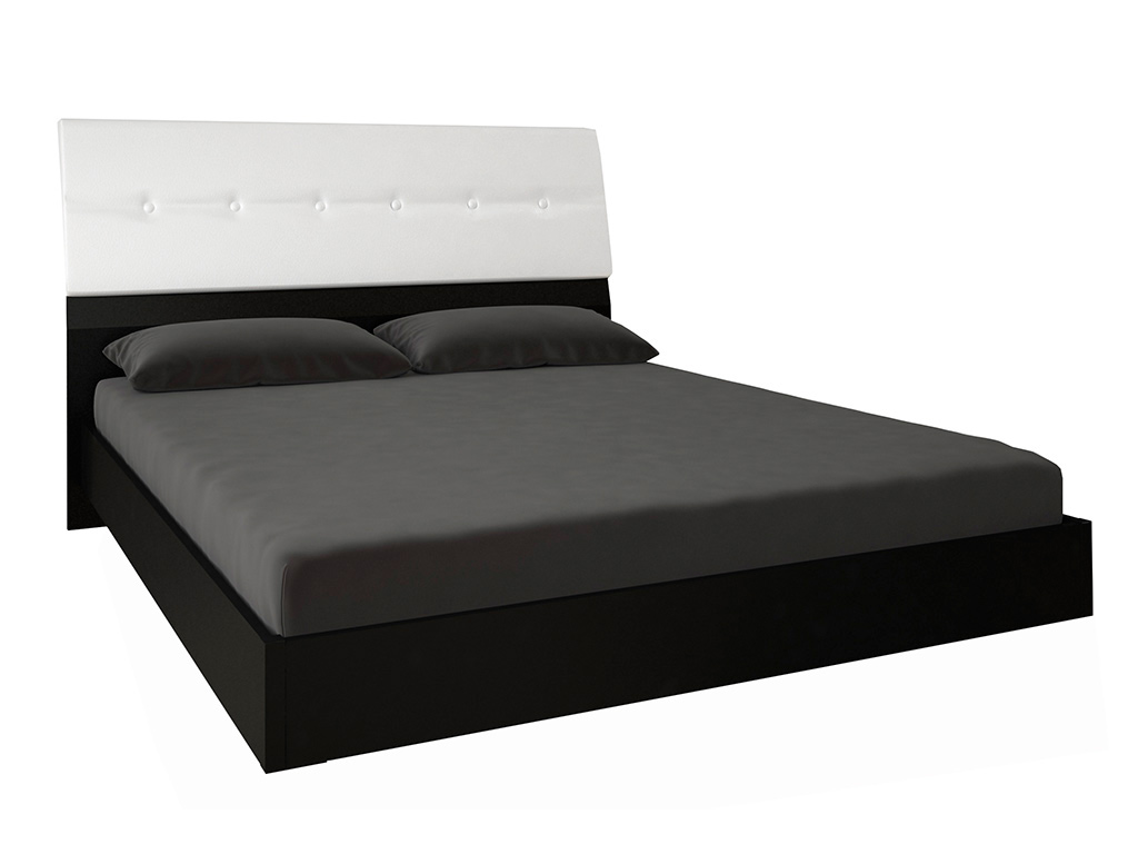 Ліжко Міромарк «Віола (М)» 160х200 (З ламелями крок 6,5 см) Глянець білий + Мат чорний