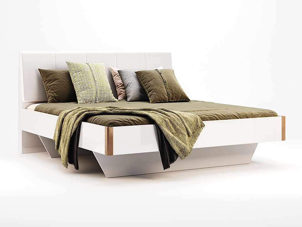 Ліжко Міромарк «Нікі» 180х200 (З ламелями преміум крок 2,5 см) Дуб крафт + Глянець білий