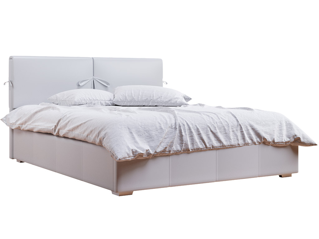 Ліжко біле мяке з ламелями (крок 6 см) • Марі • 90х190