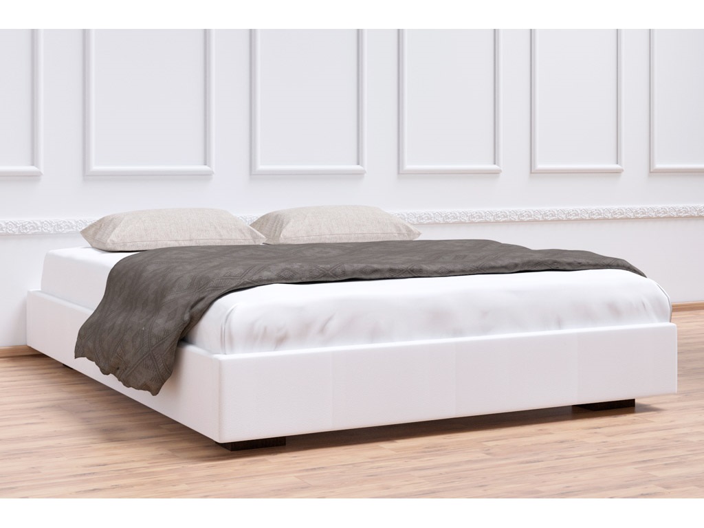 Ліжко біле мяке з ламелями (крок 6 см) • Подіум • 90х190