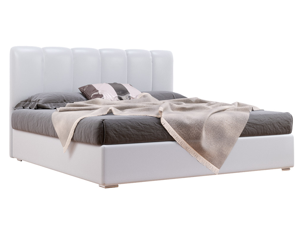Ліжко біле мяке з ламелями (крок 3,5 см) • Олімп • 180х190