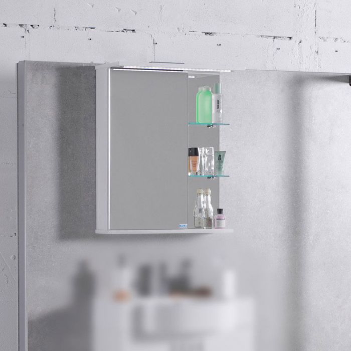 Шкафчик зеркальный с подсветкой «МС-8» белый