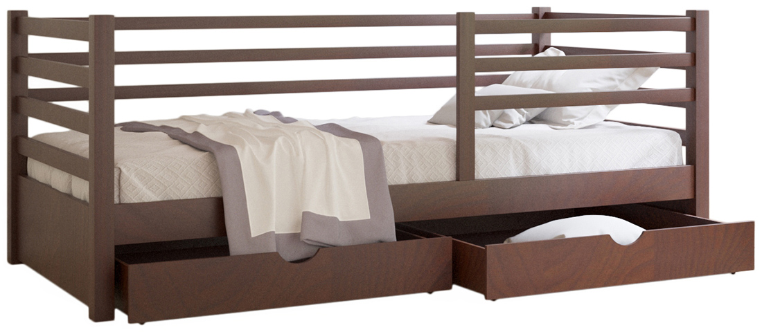 Ліжко Карина комфорт Софіно • 90х200 • З шухлядами та бортиком (Посилені ламелі крок 2,5 см)