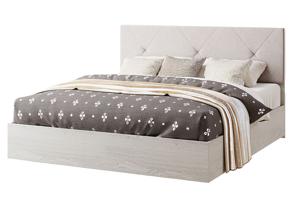 Кровать двуспальная Rombo 160х200 без ламелей • Артвуд светлый + Белый