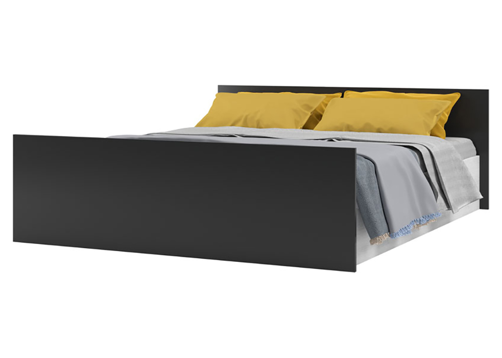 Ліжко двоспальне Sonya 160х200 без ламелей • Артвуд світлий + Антрацит