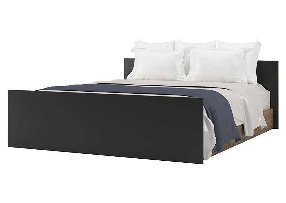 Ліжко двоспальне Lotos 160х200 без ламелей • Дуб колоніальний + Антрацит