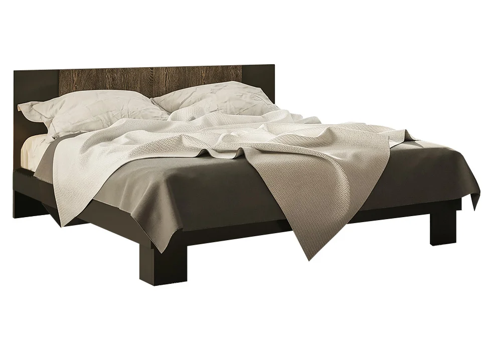 Ліжко двоспальне Lileya Nova 160x200 без ламелей • Антрацит + Дуб колоніальний